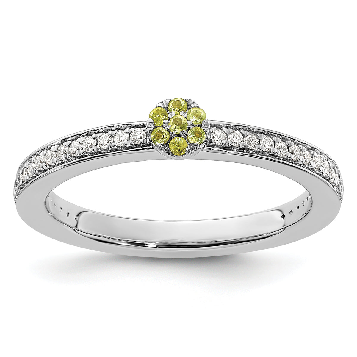 14k White Gold Stackable Expressions Peridot and Diamond Ring - Sophia Jewelers