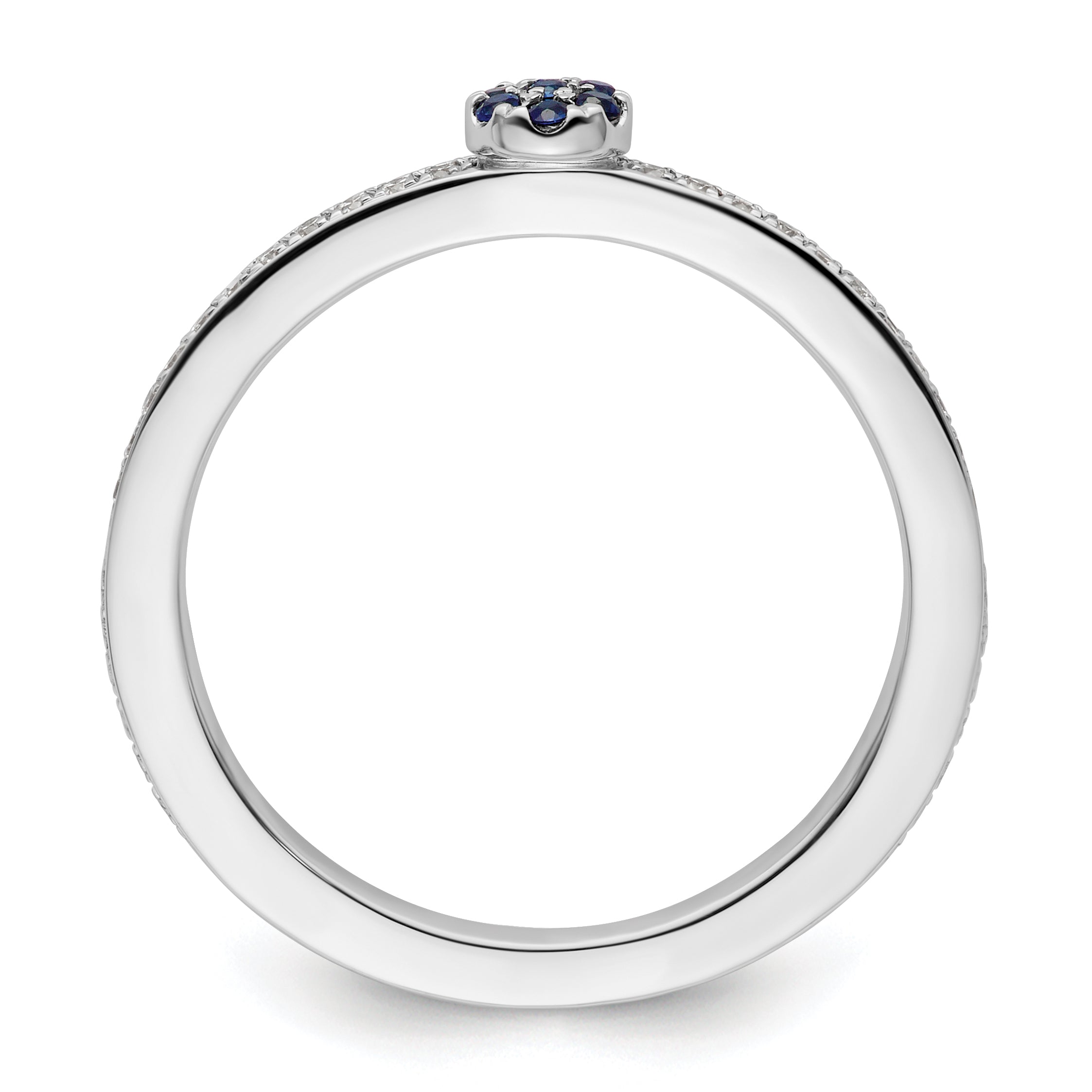 14k White Gold Stackable Expressions Created Sapphire and Dia. Ring - Sophia Jewelers