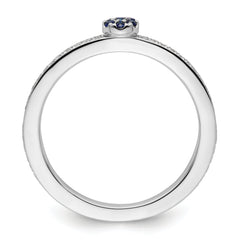 14k White Gold Stackable Expressions Created Sapphire and Dia. Ring - Sophia Jewelers