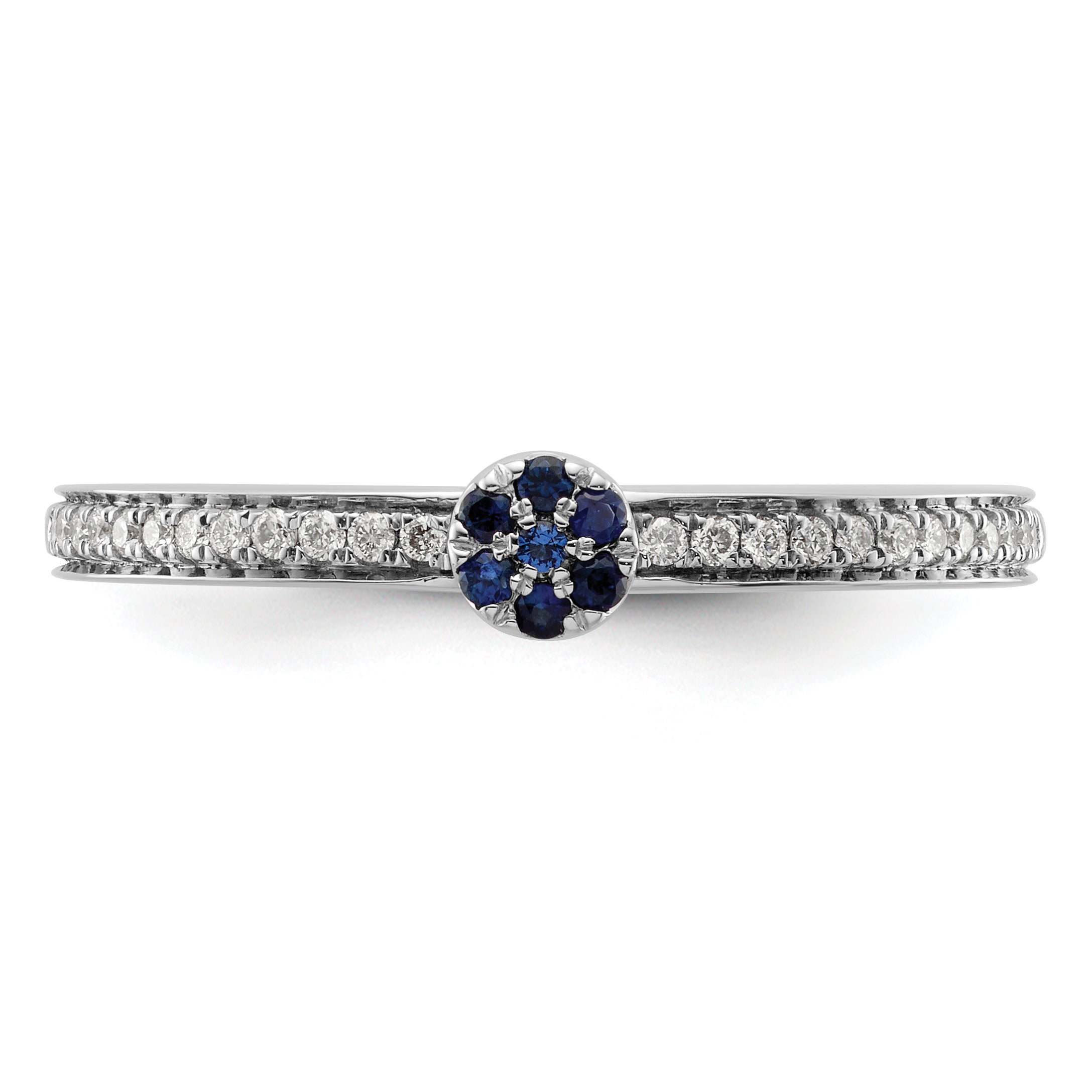 14k White Gold Stackable Expressions Created Sapphire and Dia. Ring - Sophia Jewelers