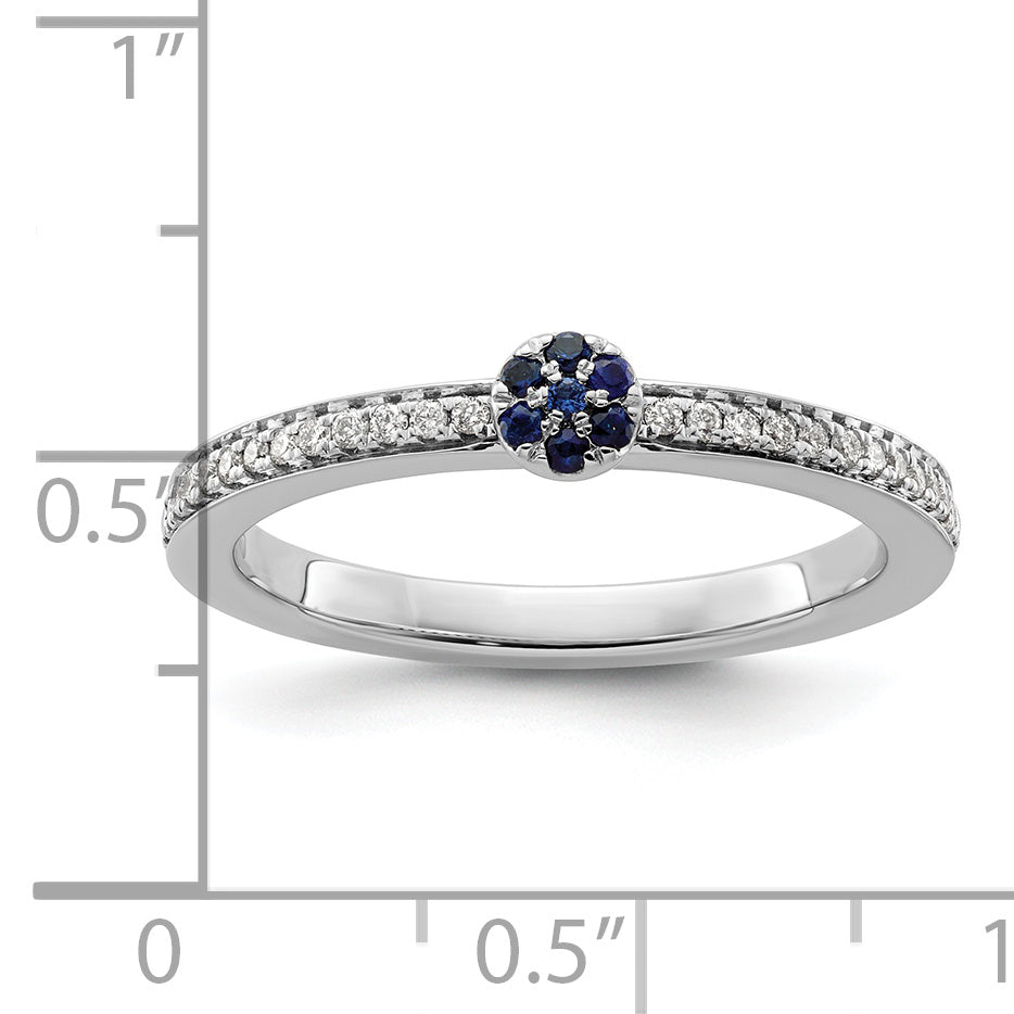 14k White Gold Stackable Expressions Created Sapphire and Dia. Ring - Sophia Jewelers