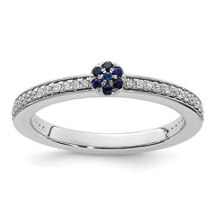 14k White Gold Stackable Expressions Created Sapphire and Dia. Ring - Sophia Jewelers