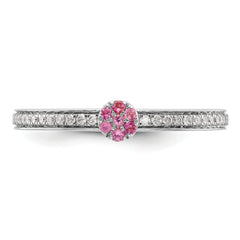 14k White Gold Stackable Expressions Pink Tourmaline and Dia. Ring - Sophia Jewelers