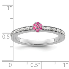 14k White Gold Stackable Expressions Pink Tourmaline and Dia. Ring - Sophia Jewelers