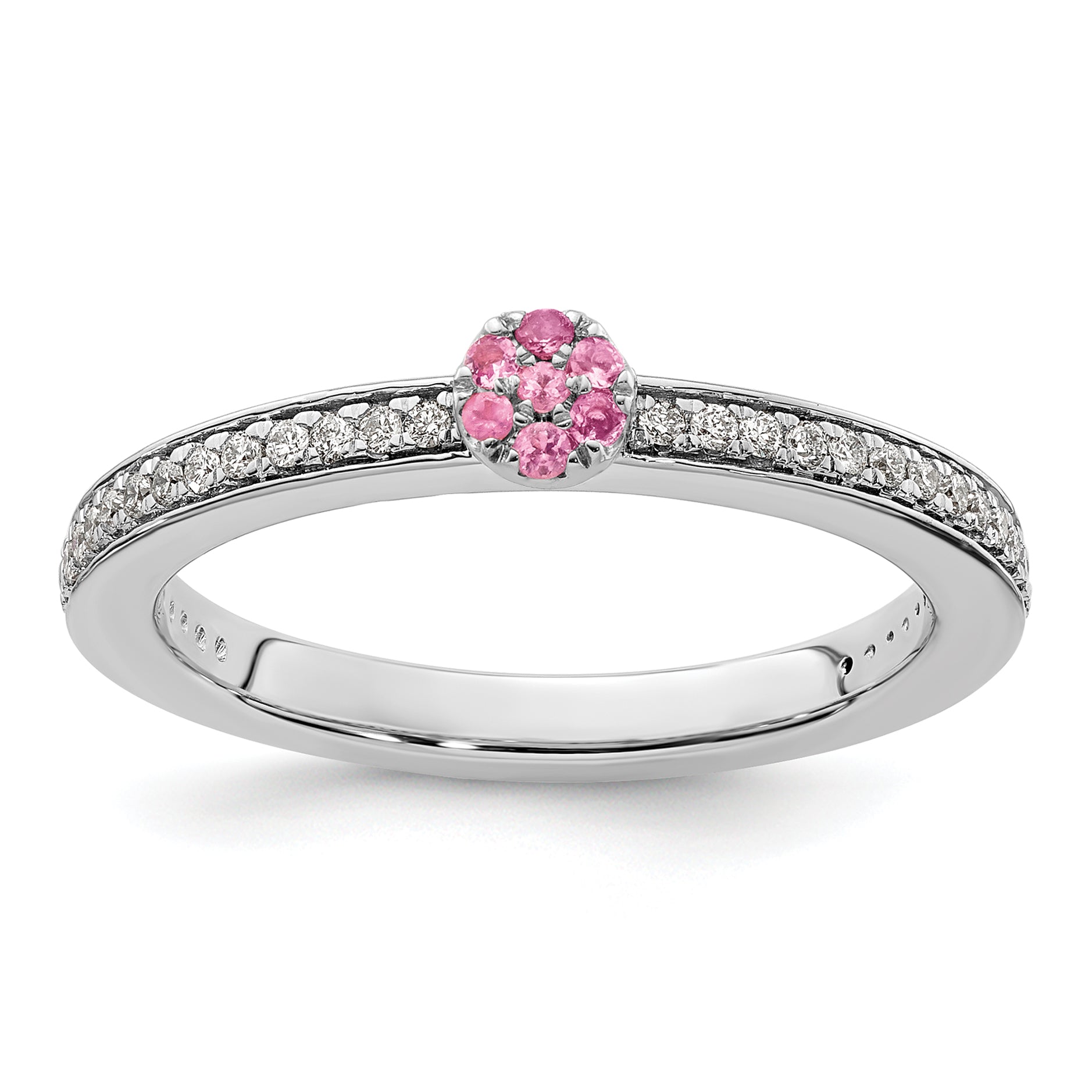 14k White Gold Stackable Expressions Pink Tourmaline and Dia. Ring - Sophia Jewelers