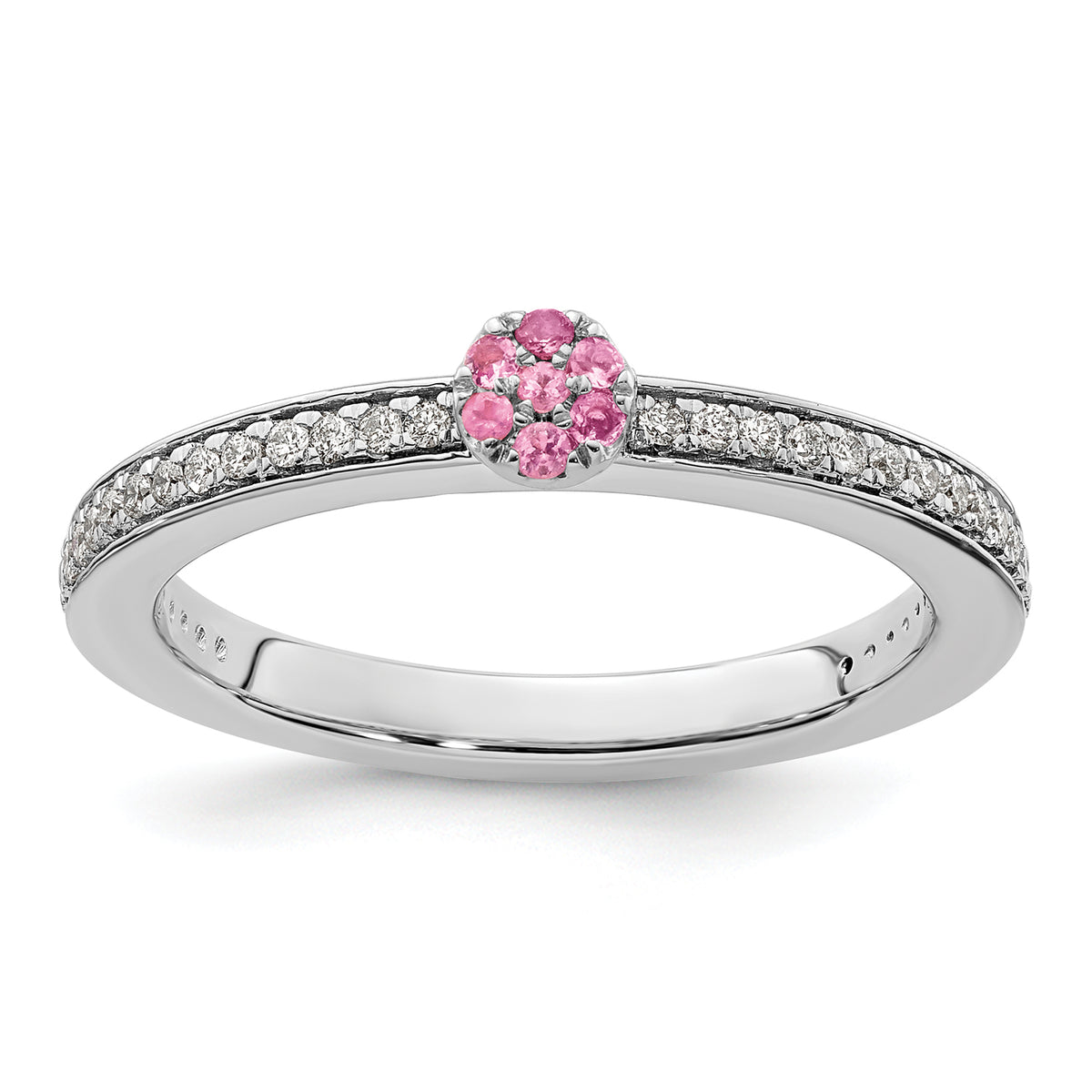 14k White Gold Stackable Expressions Pink Tourmaline and Dia. Ring - Sophia Jewelers