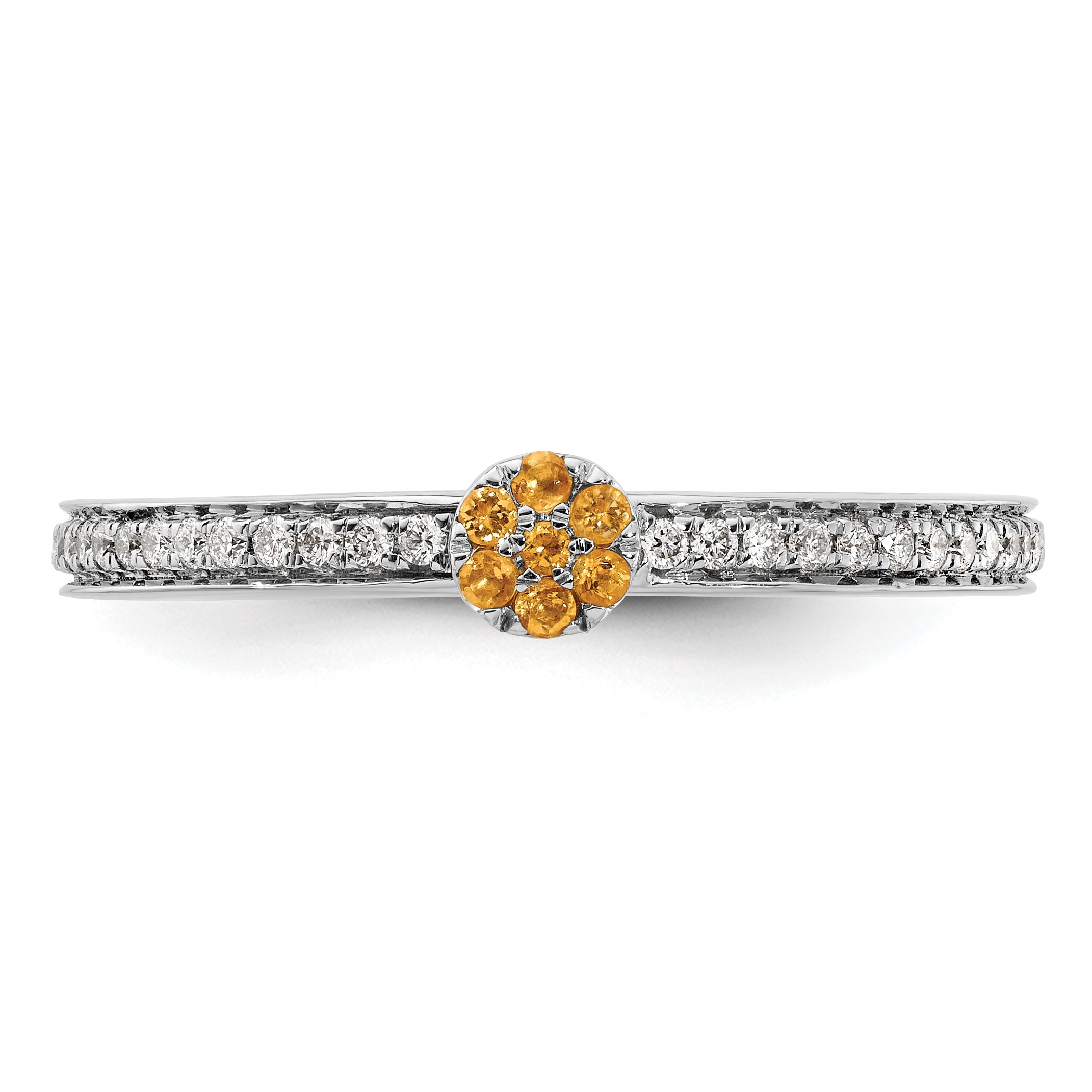 14k White Gold Stackable Expressions Citrine and Diamond Ring - Sophia Jewelers