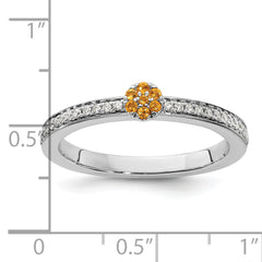 14k White Gold Stackable Expressions Citrine and Diamond Ring - Sophia Jewelers