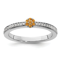 14k White Gold Stackable Expressions Citrine and Diamond Ring - Sophia Jewelers