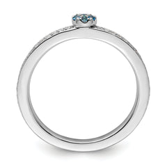 14k White Gold Stackable Expressions Blue Topaz and Diamond Ring - Sophia Jewelers