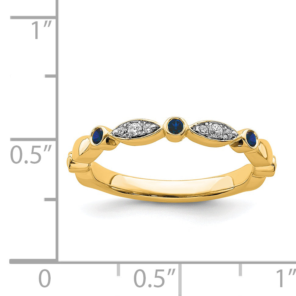 14k Stackable Expressions Created Sapphire and Diamond Ring - Sophia Jewelers