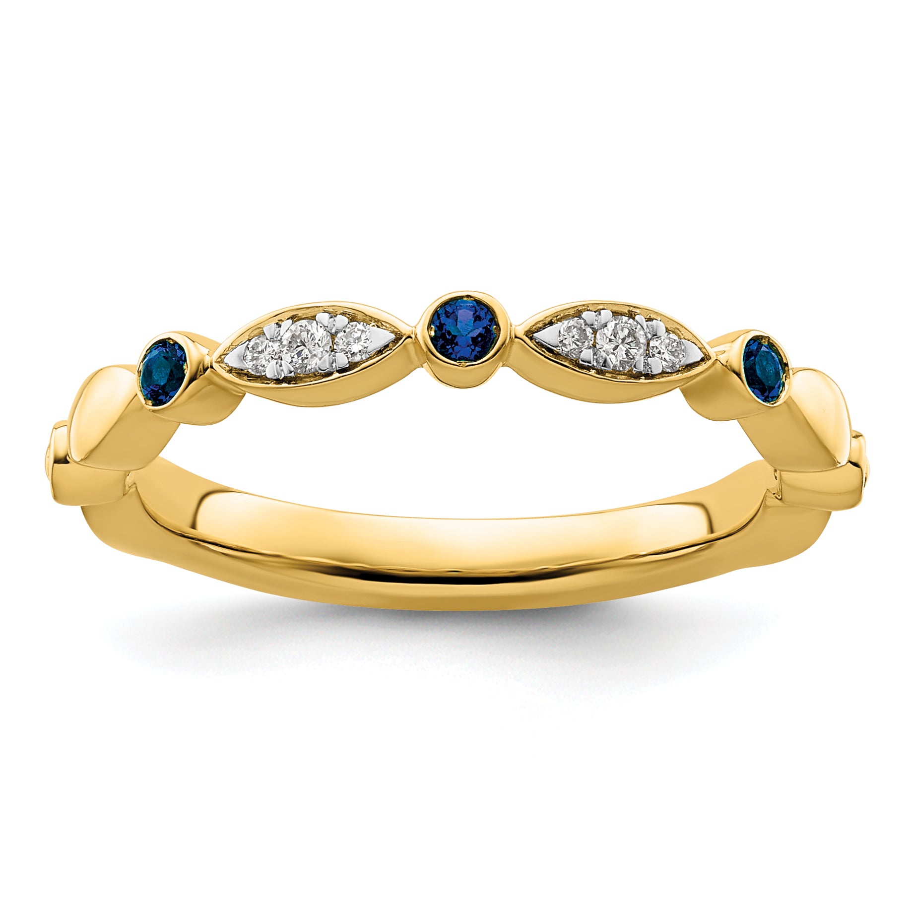 14k Stackable Expressions Created Sapphire and Diamond Ring - Sophia Jewelers