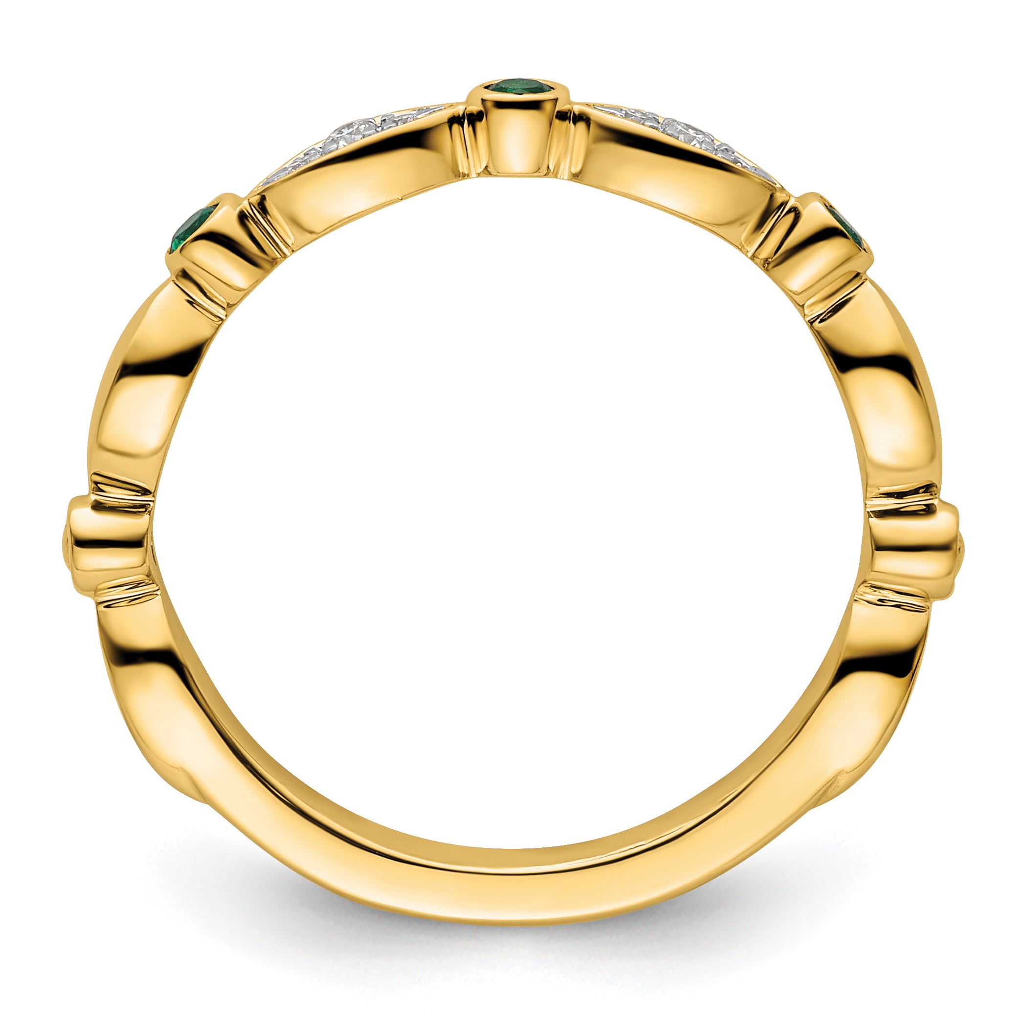 14k Stackable Expressions Created Emerald and Diamond Ring - Sophia Jewelers