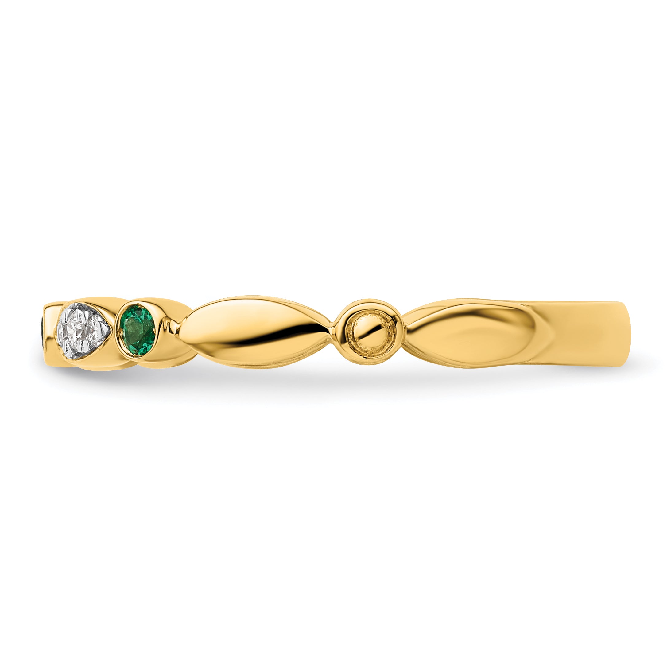 14k Stackable Expressions Created Emerald and Diamond Ring - Sophia Jewelers