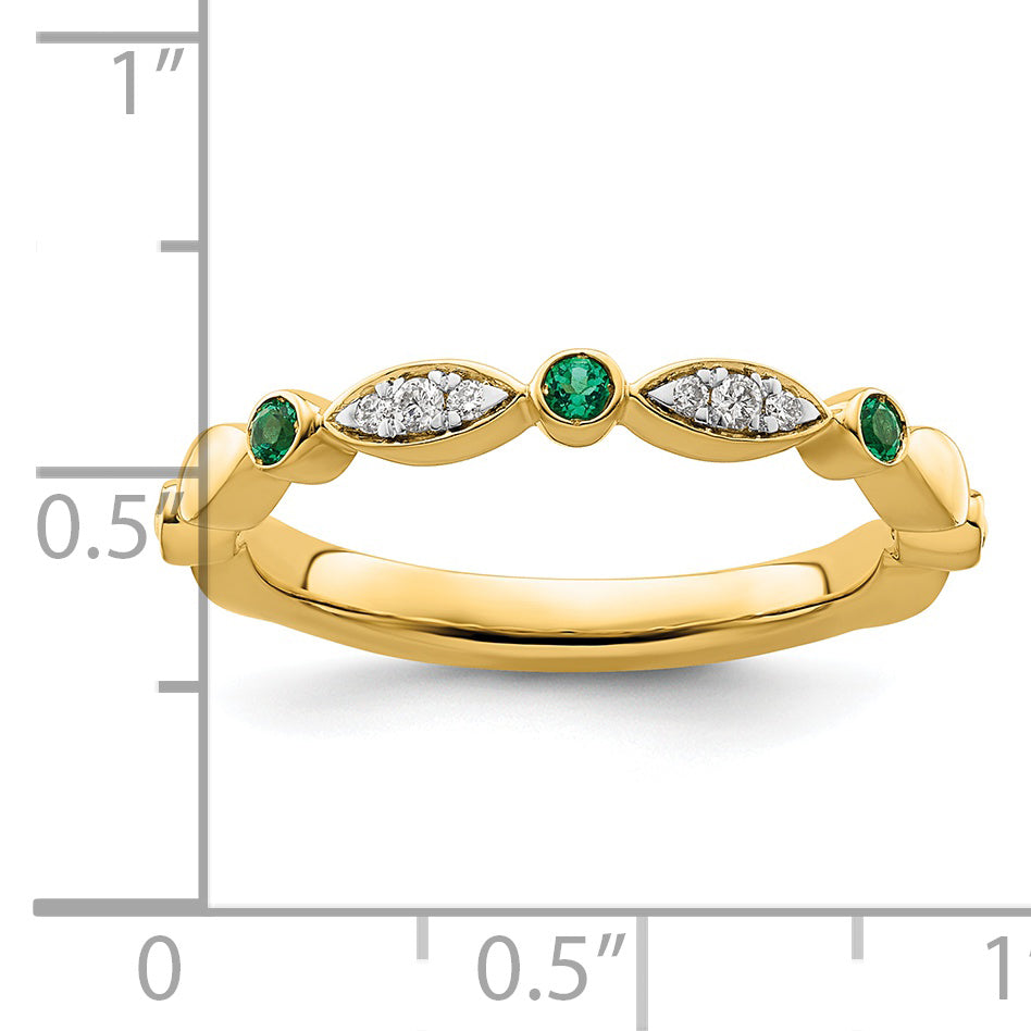 14k Stackable Expressions Created Emerald and Diamond Ring - Sophia Jewelers