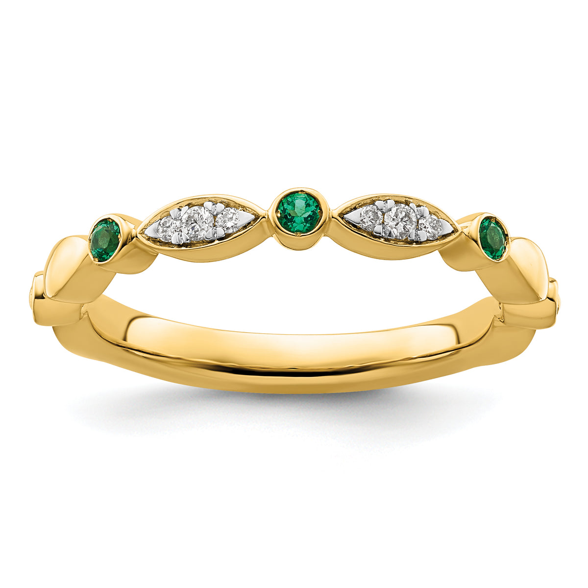 14k Stackable Expressions Created Emerald and Diamond Ring - Sophia Jewelers