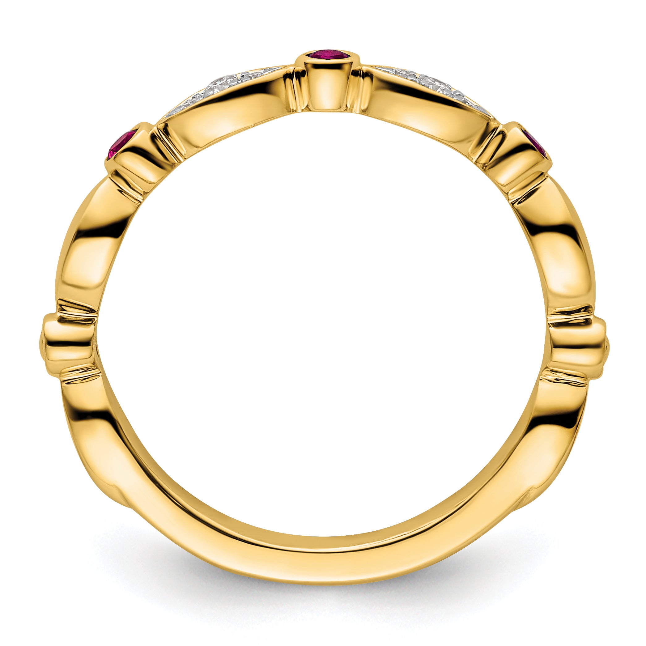 14k Stackable Expressions Created Ruby and Diamond Ring - Sophia Jewelers