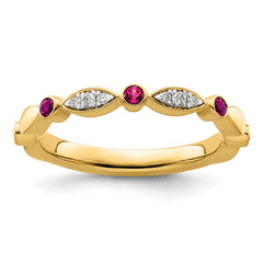 14k Stackable Expressions Created Ruby and Diamond Ring - Sophia Jewelers