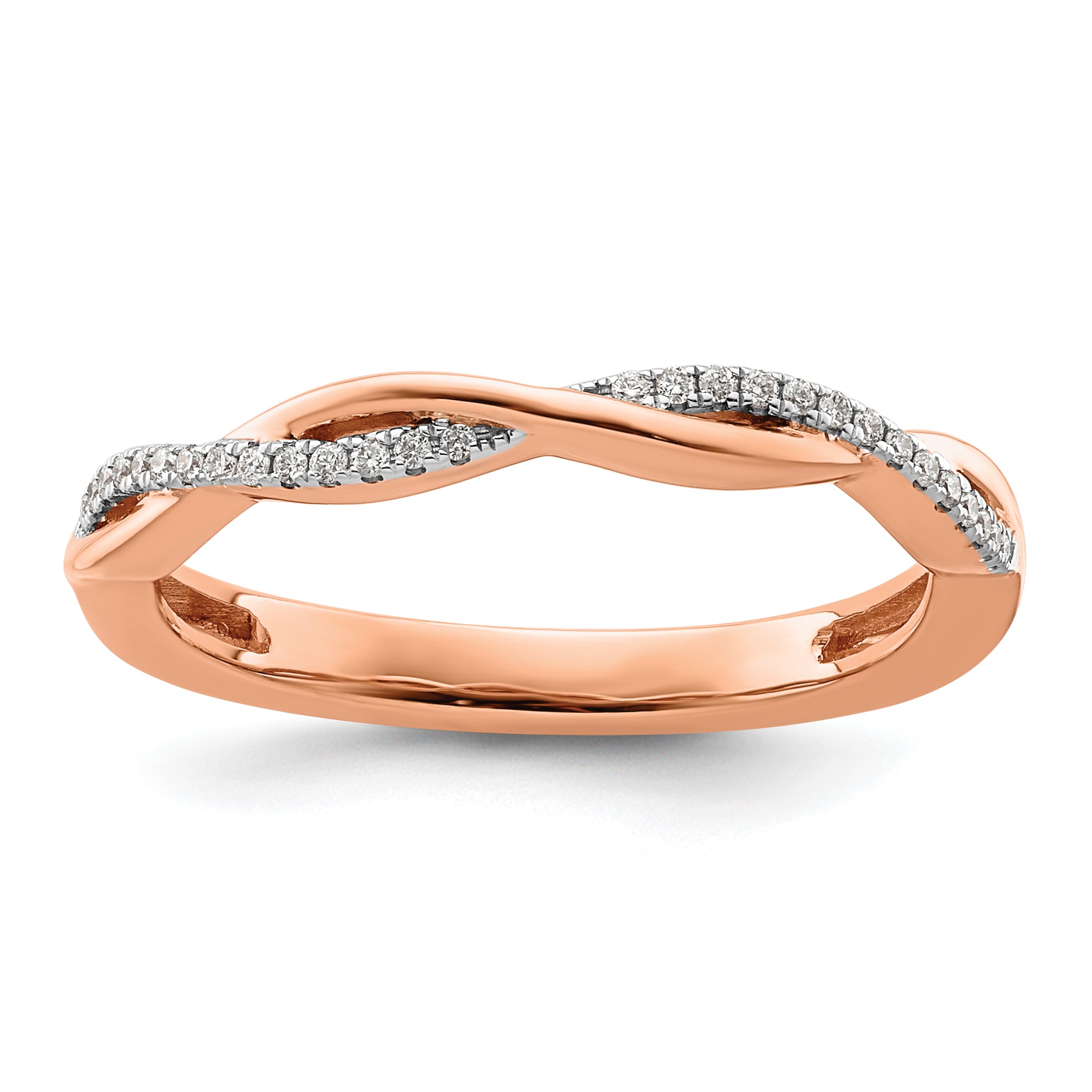 14k Rose Gold Stackable Expressions Diamond Twist Ring - Sophia Jewelers