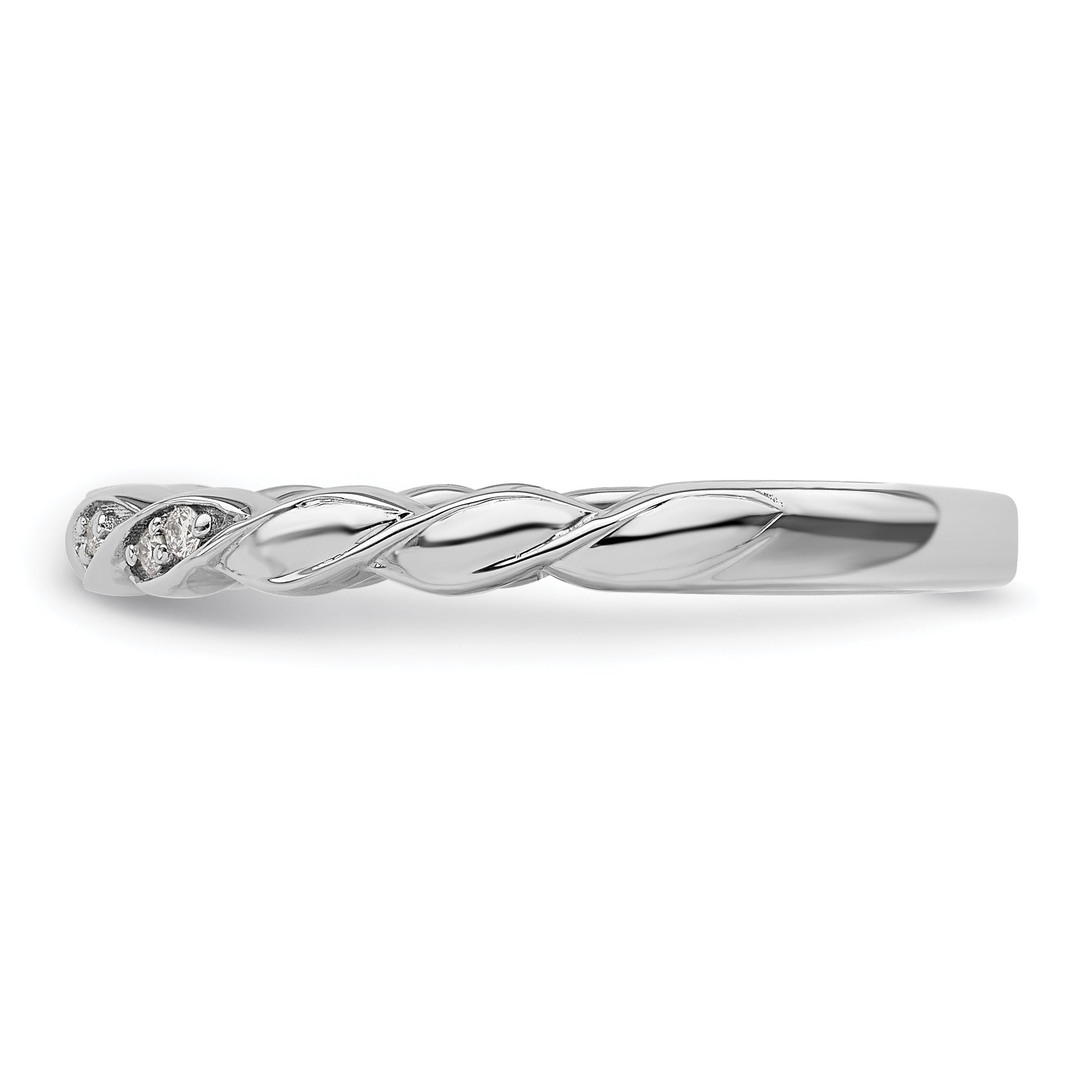 14k White Gold Stackable Expressions Diamond Twist Ring - Sophia Jewelers