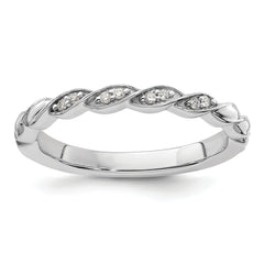 14k White Gold Stackable Expressions Diamond Twist Ring - Sophia Jewelers