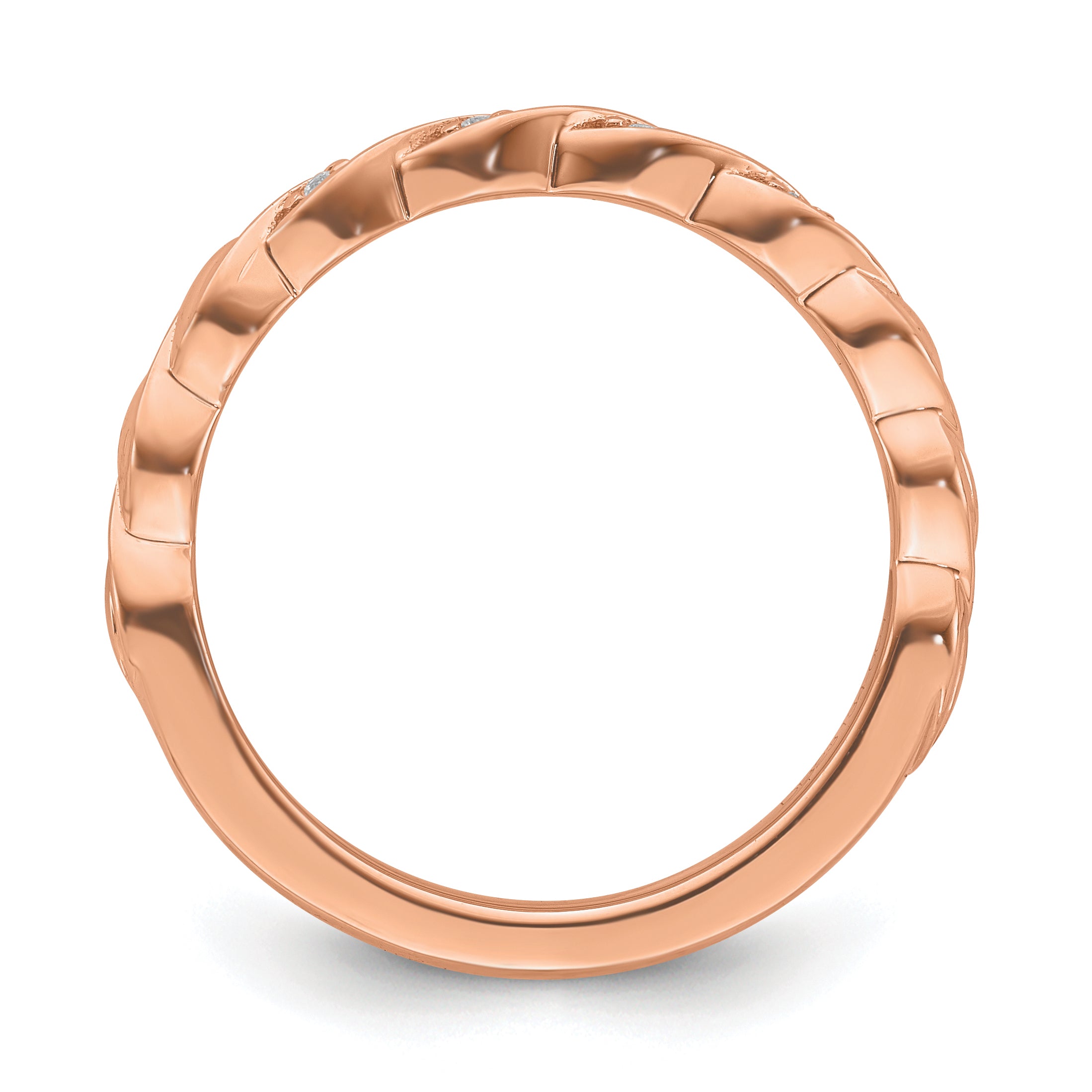 14k Rose Gold Stackable Expressions Diamond Twist Ring - Sophia Jewelers