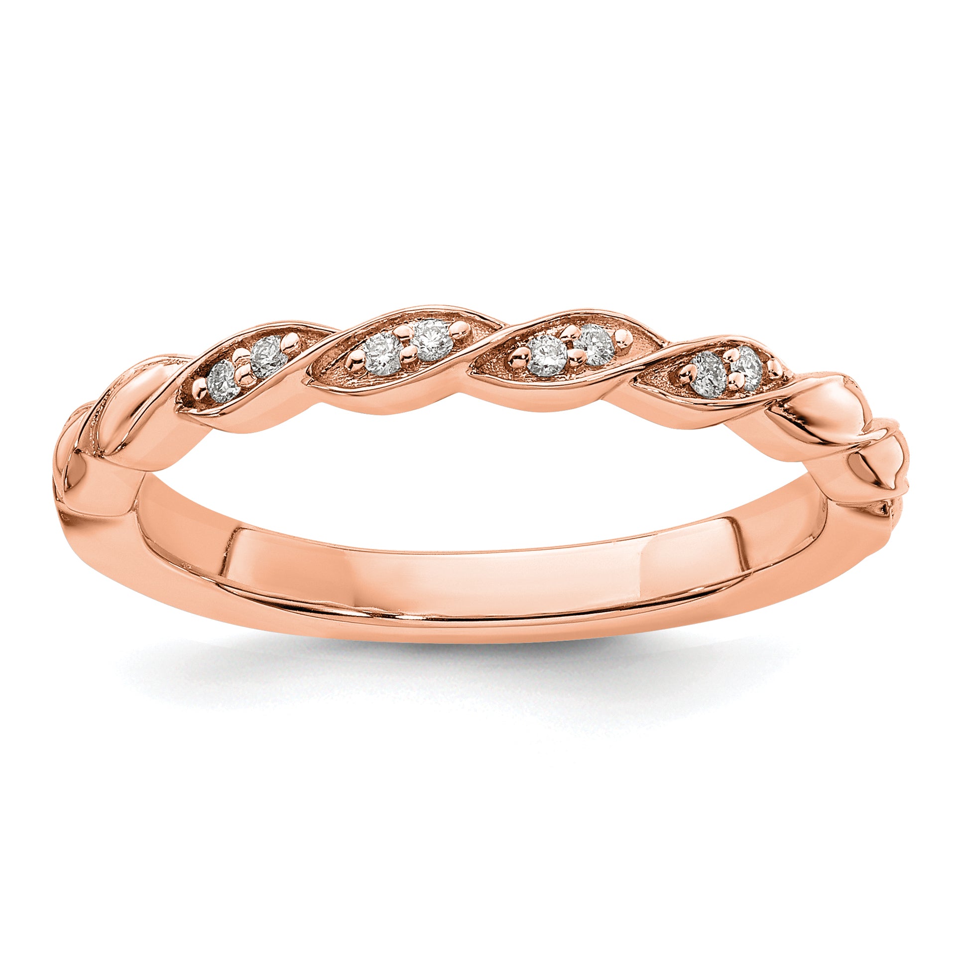 14k Rose Gold Stackable Expressions Diamond Twist Ring - Sophia Jewelers