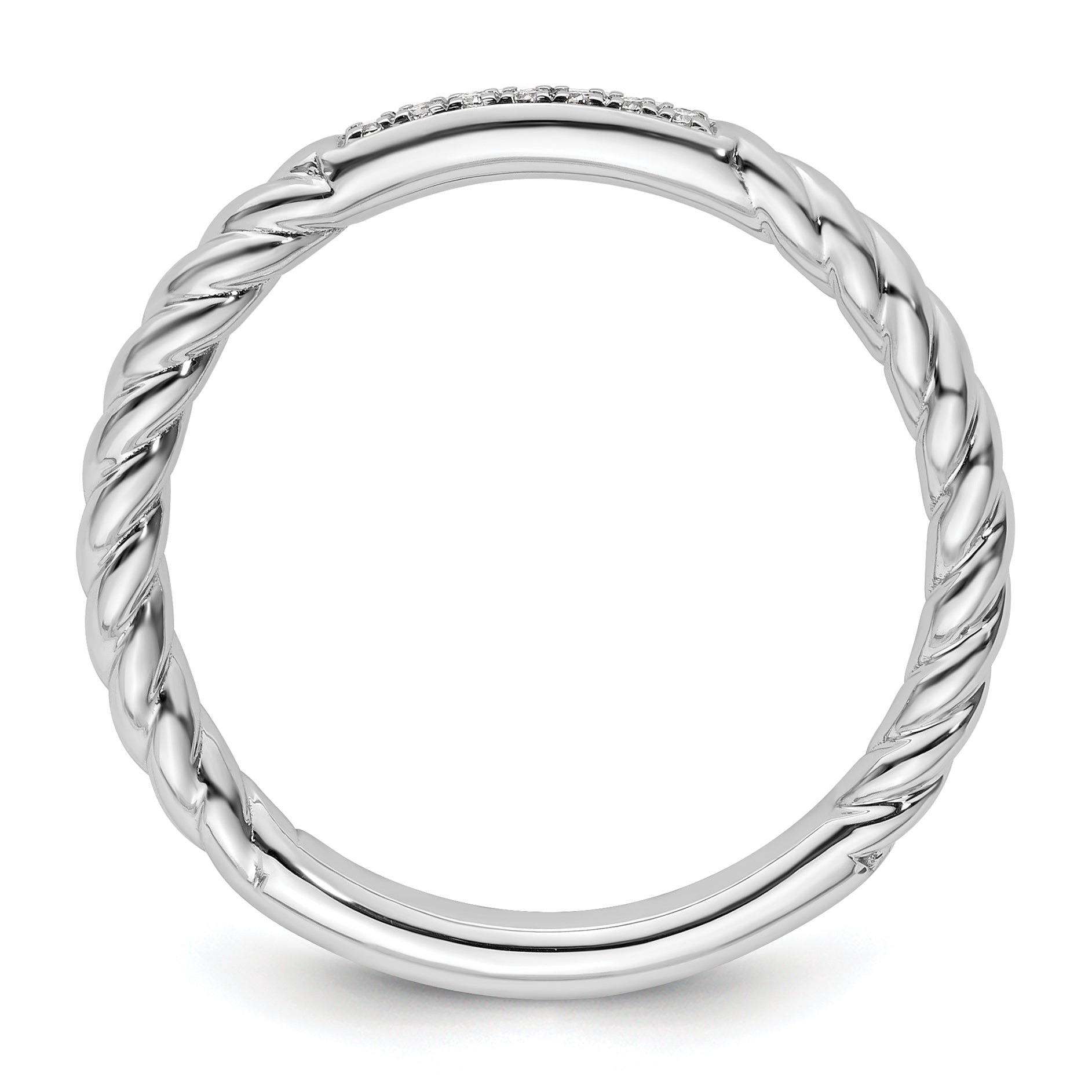 14k White Gold Stackable Expressions Diamond Twisted Ring - Sophia Jewelers