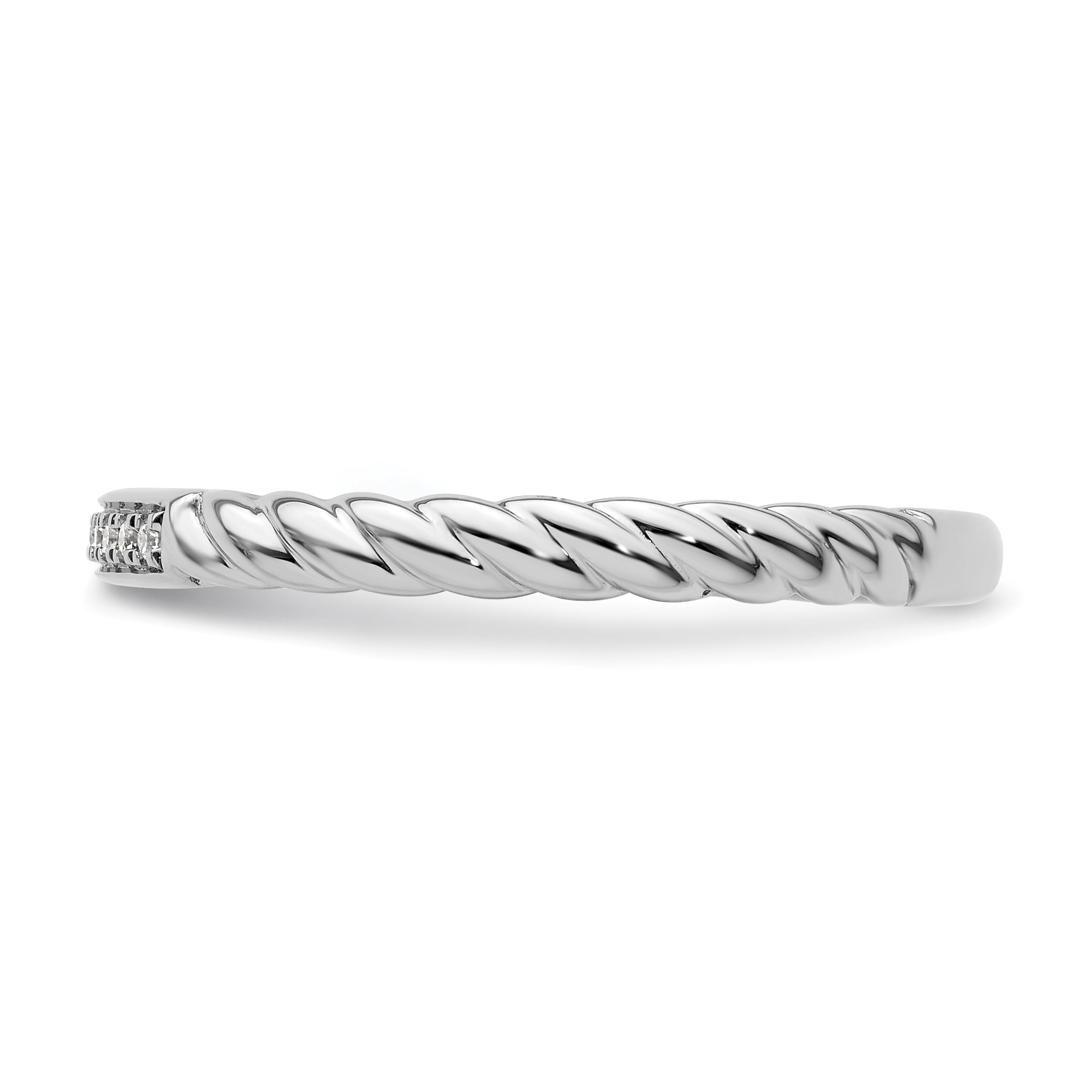 14k White Gold Stackable Expressions Diamond Twisted Ring - Sophia Jewelers