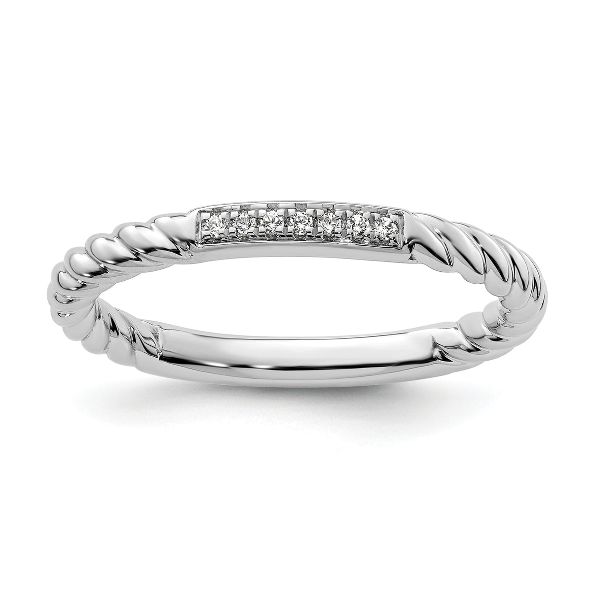 14k White Gold Stackable Expressions Diamond Twisted Ring - Sophia Jewelers