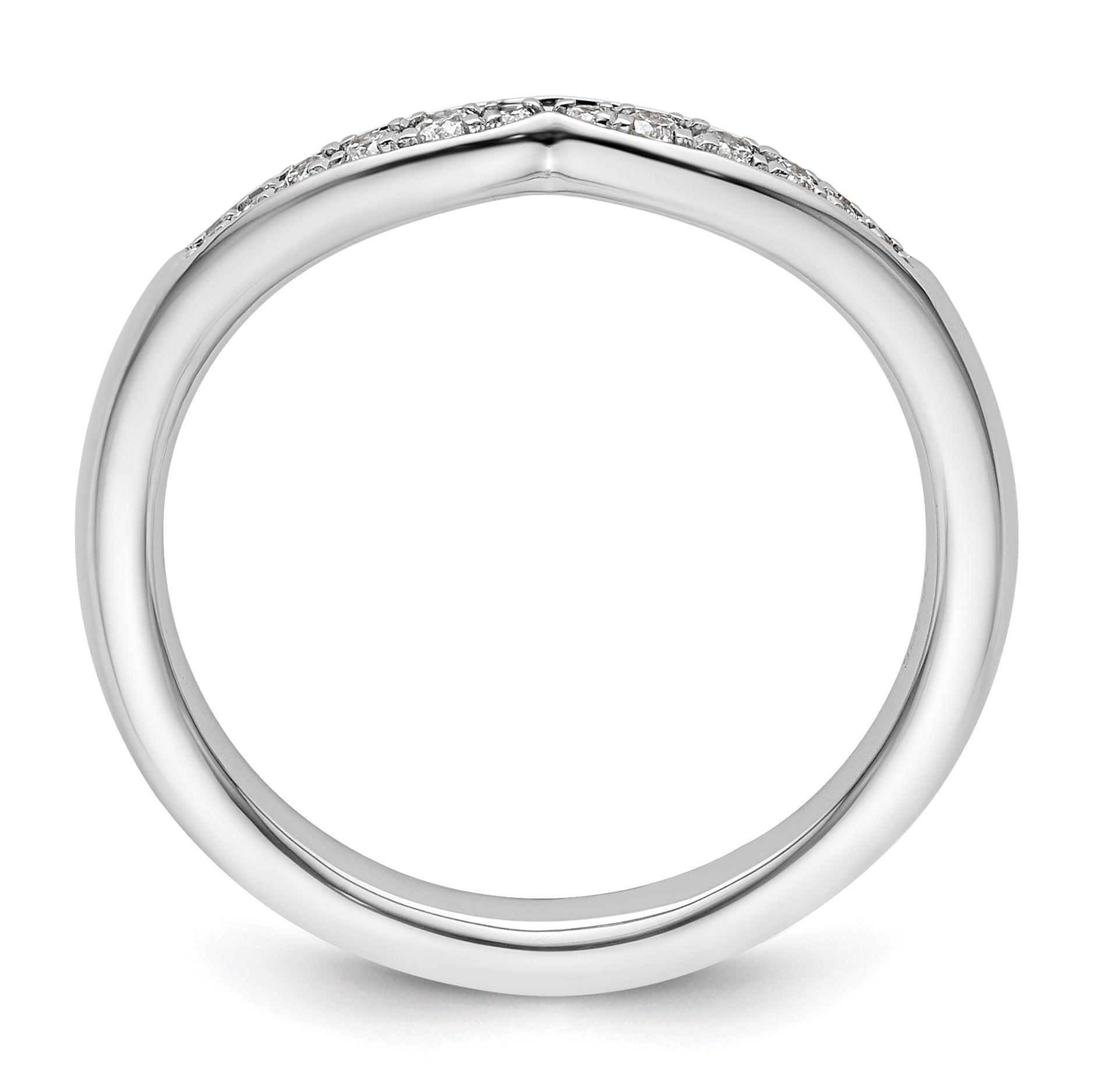 14k White Gold Stackable Expressions Diamond Curved Ring - Sophia Jewelers