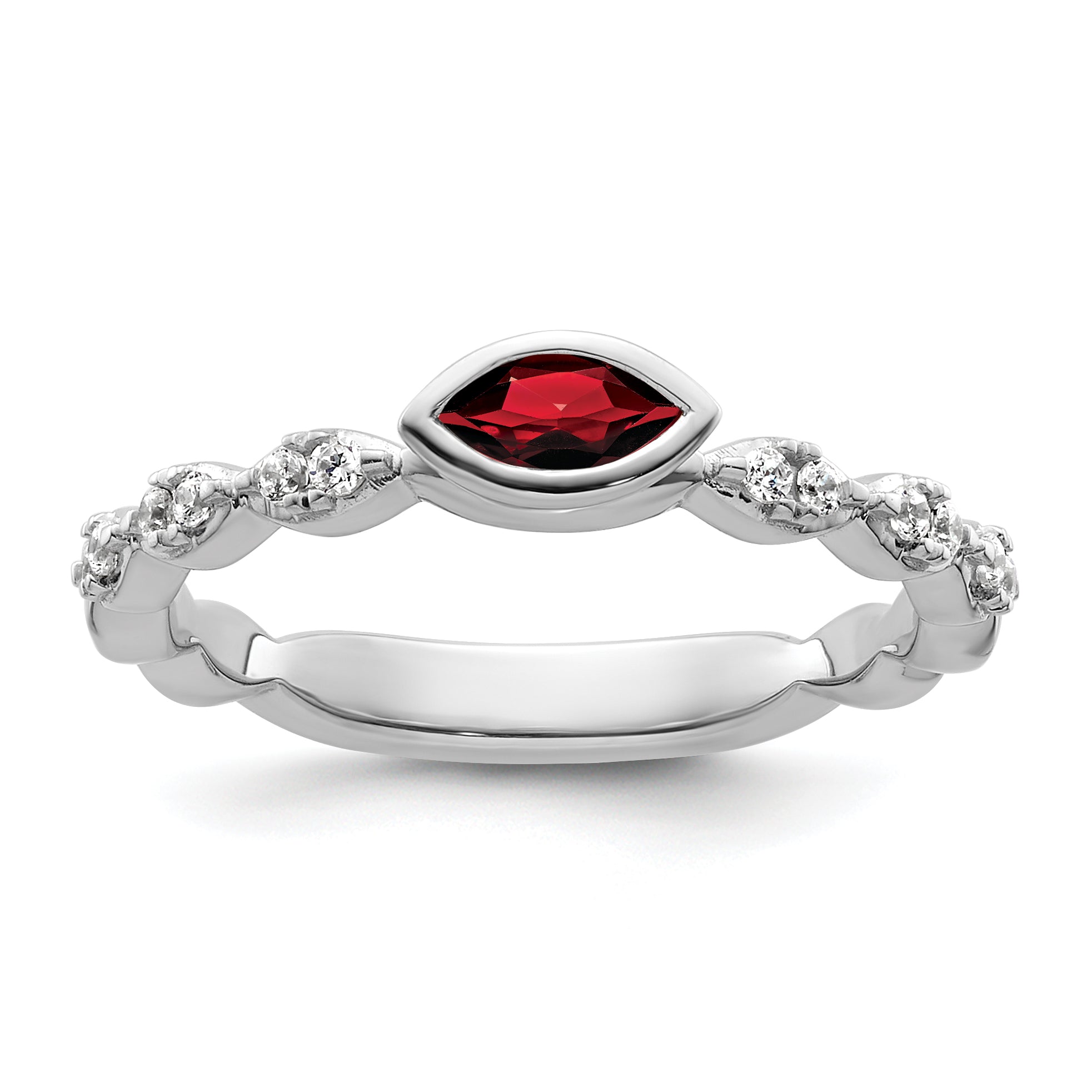 14k White Gold Stackable Expressions Garnet and Diamond Ring - Sophia Jewelers