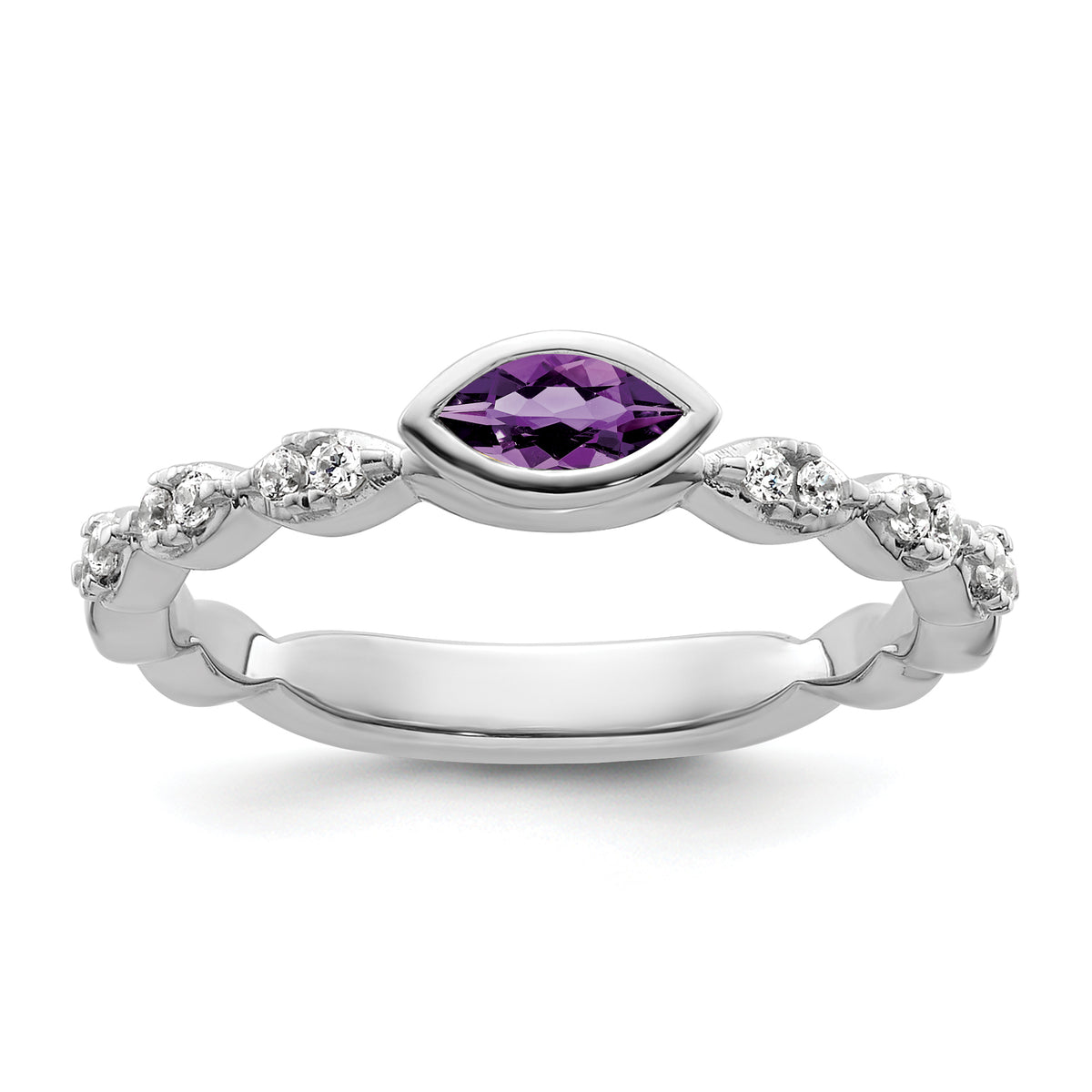 14k White Gold Stackable Expressions Amethyst and Diamond Ring - Sophia Jewelers