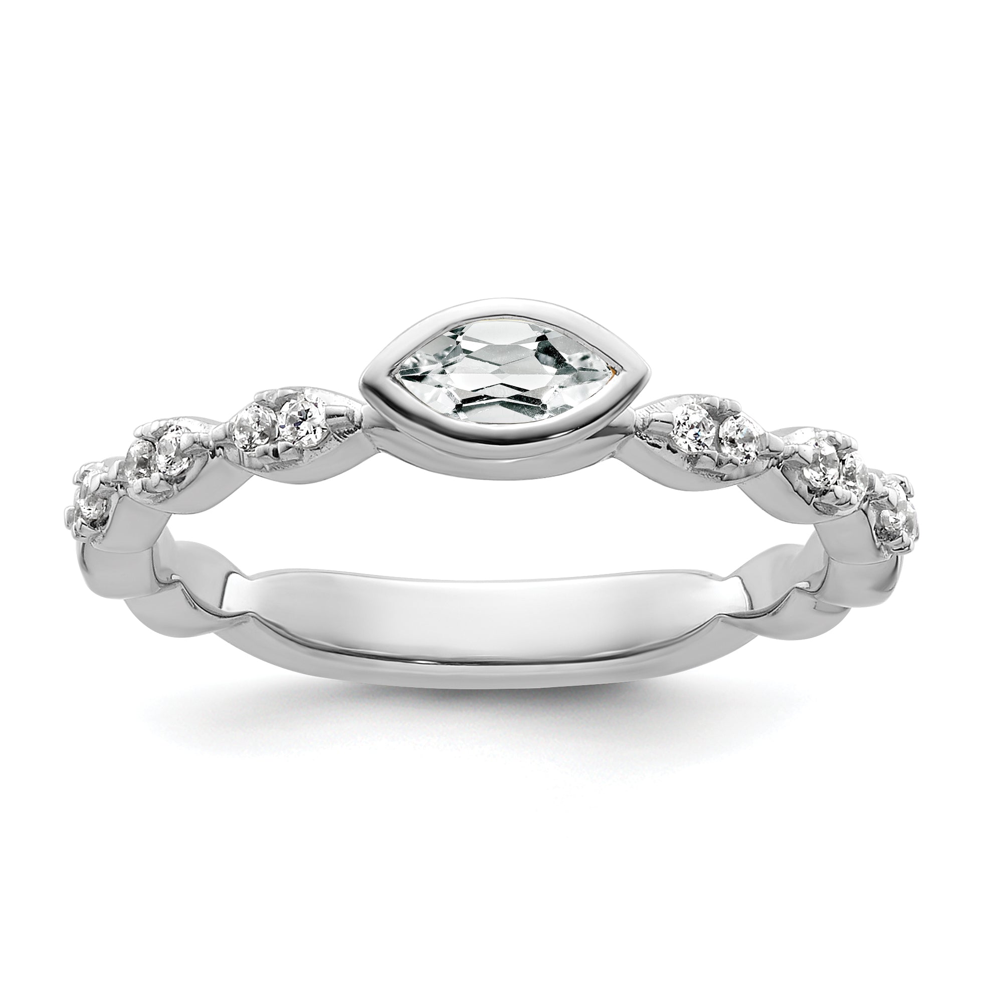 14k White Gold Stackable Expressions White Topaz and Diamond Ring - Sophia Jewelers