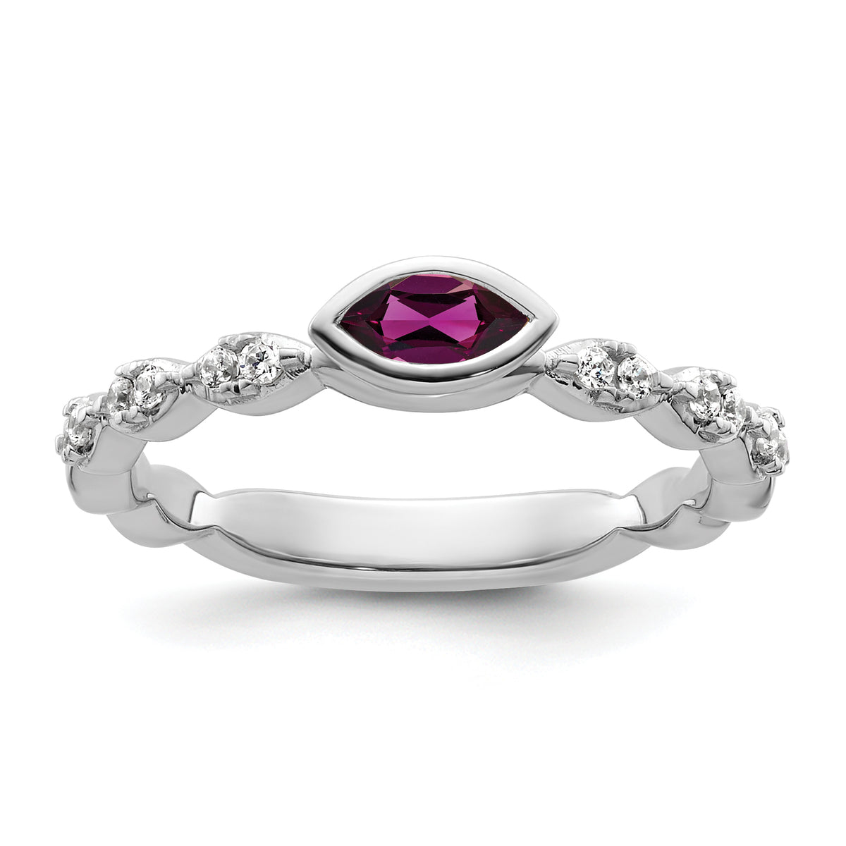 14k White Gold Stackable Expressions Rhodolite Garnet and Dia Ring - Sophia Jewelers