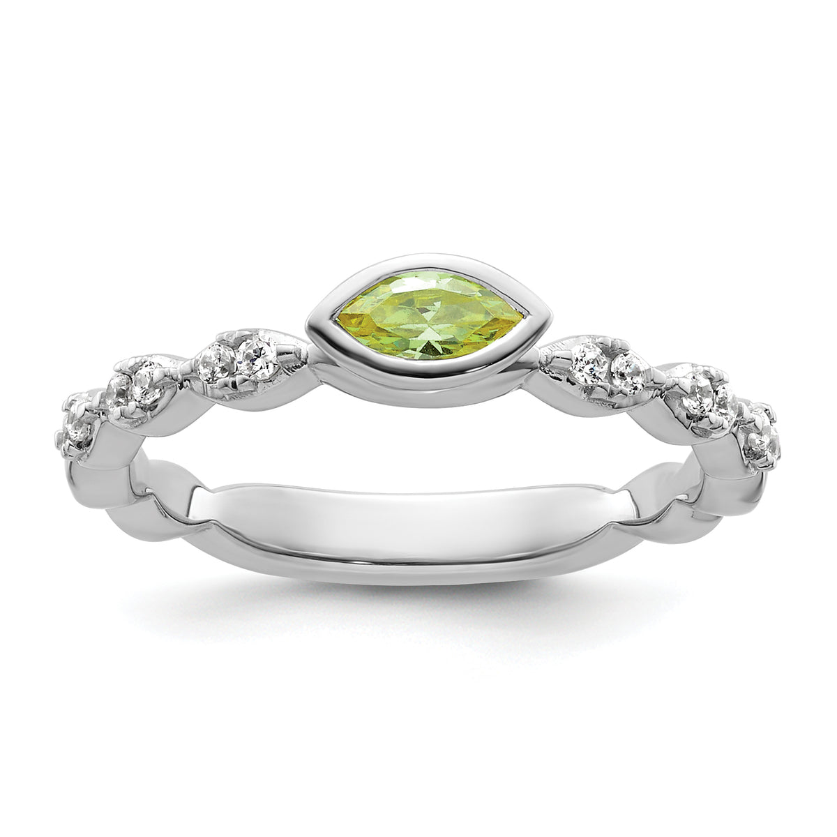 14k White Gold Stackable Expressions Peridot and Diamond Ring - Sophia Jewelers