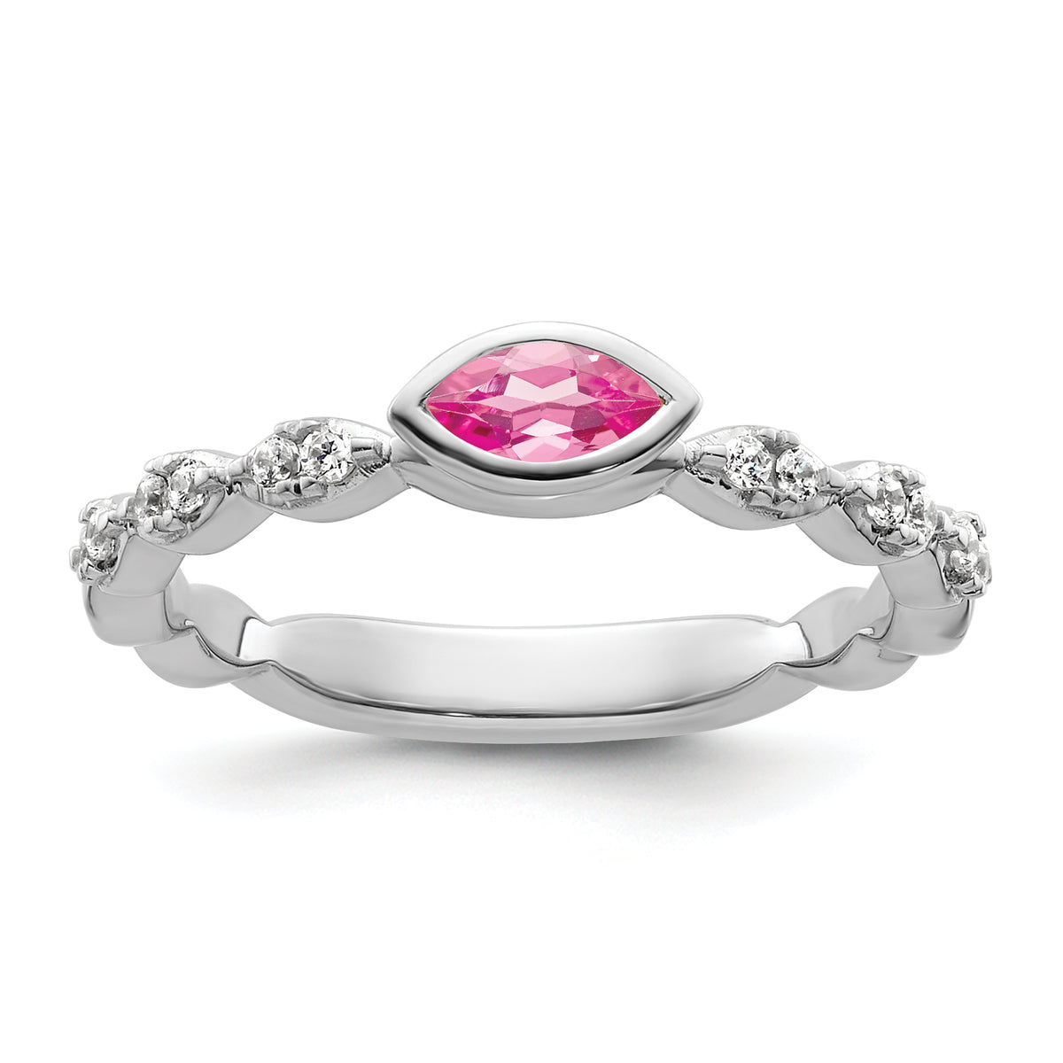 14k White Gold Stackable Expressions Pink Tourmaline and Dia. Ring - Sophia Jewelers