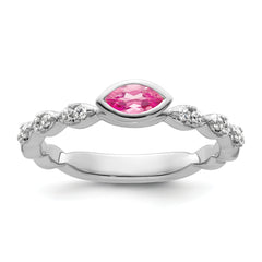 14k White Gold Stackable Expressions Pink Tourmaline and Dia. Ring - Sophia Jewelers