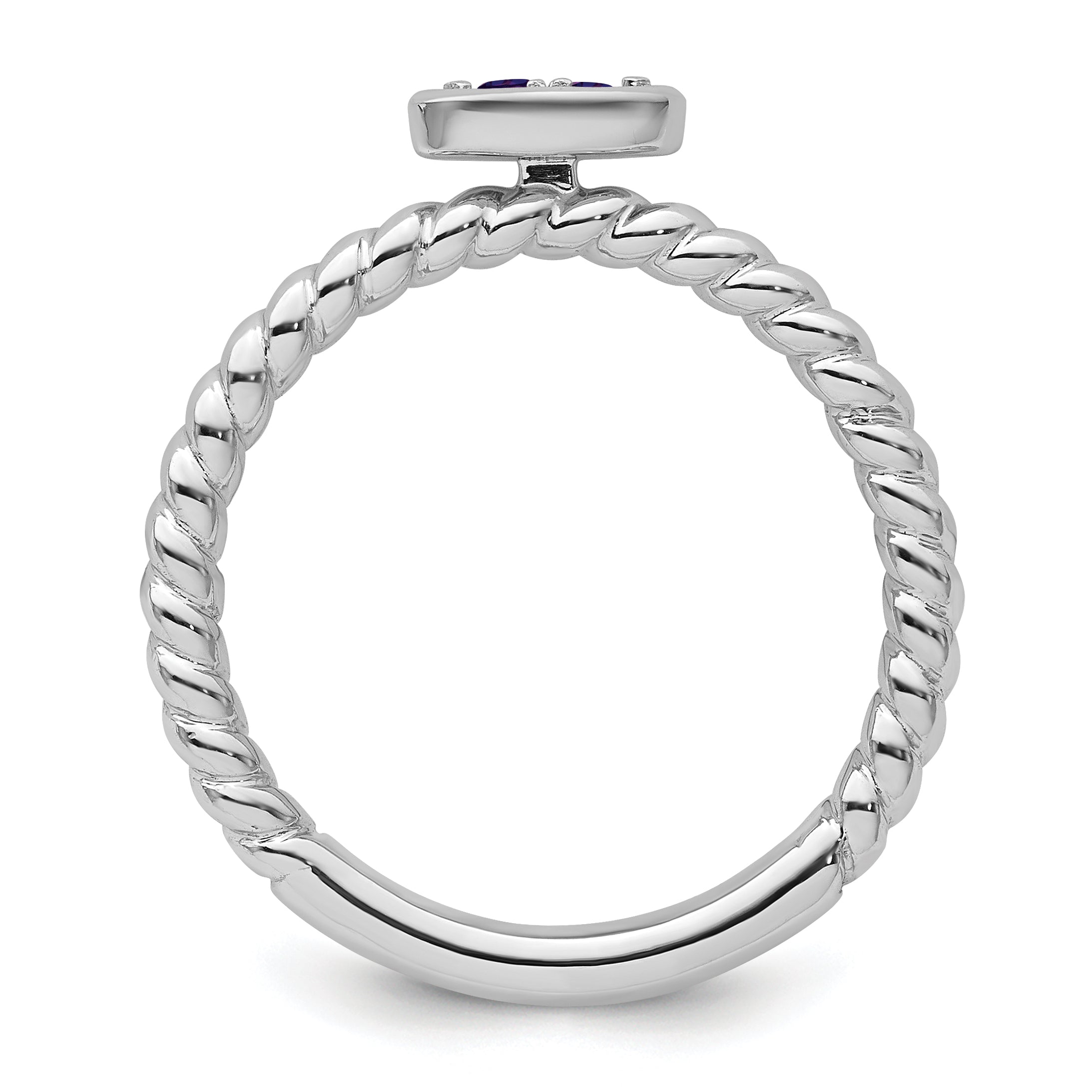 14k White Gold Stackable Expressions Amethyst Twisted Ring - Sophia Jewelers