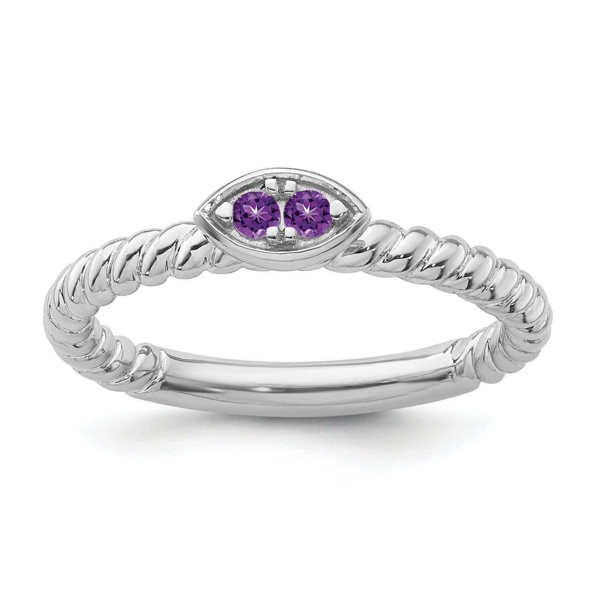 14k White Gold Stackable Expressions Amethyst Twisted Ring - Sophia Jewelers