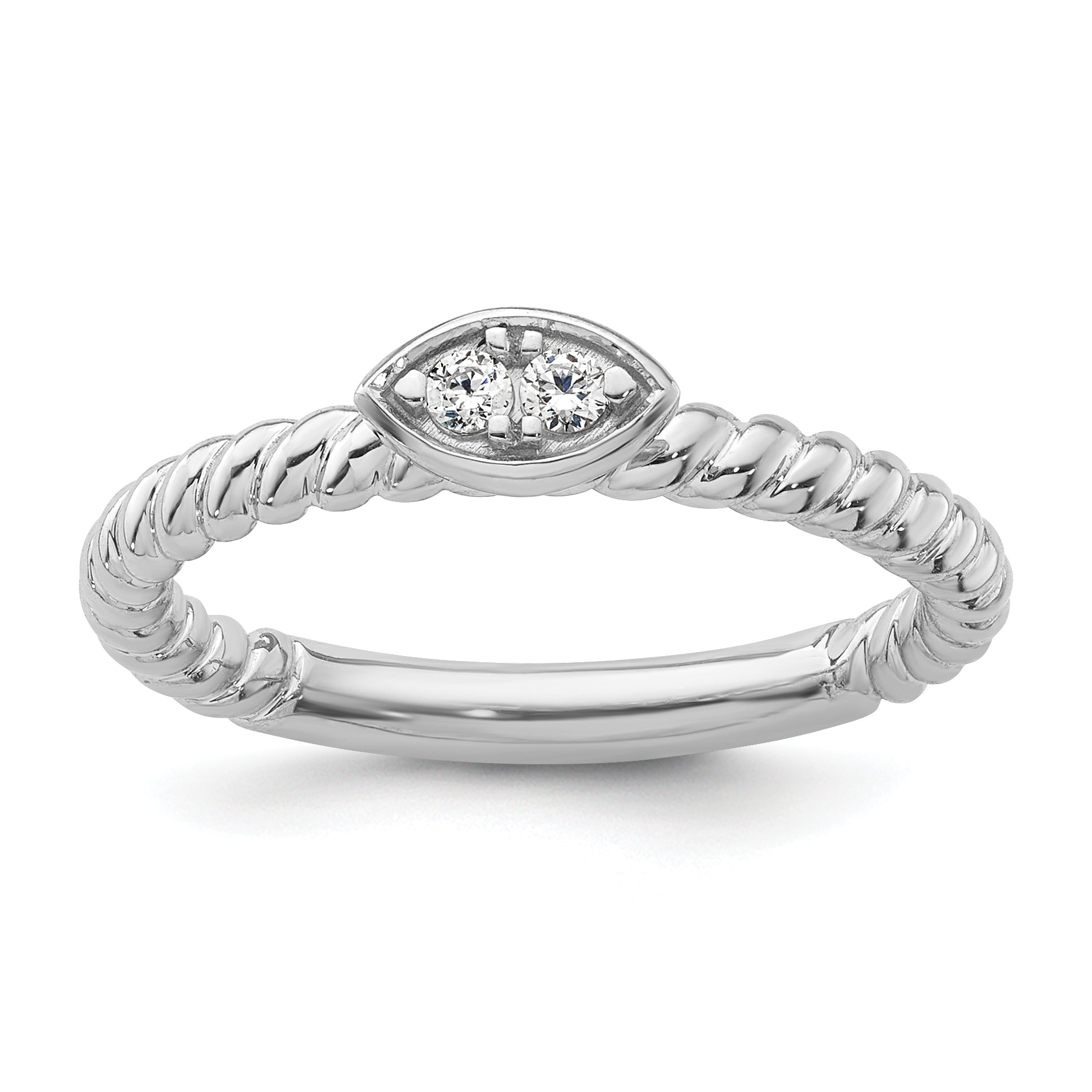 14k White Gold Stackable Expressions White Topaz Twisted Ring - Sophia Jewelers