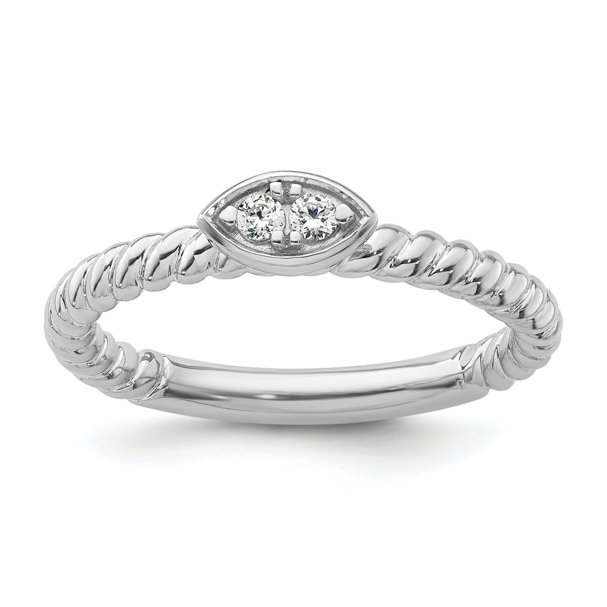 14k White Gold Stackable Expressions White Topaz Twisted Ring - Sophia Jewelers