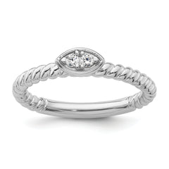 14k White Gold Stackable Expressions White Topaz Twisted Ring - Sophia Jewelers