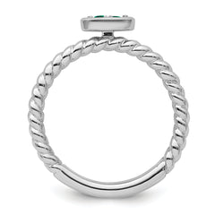 14k White Gold Stackable Expressions Created Emerald Twisted Ring - Sophia Jewelers