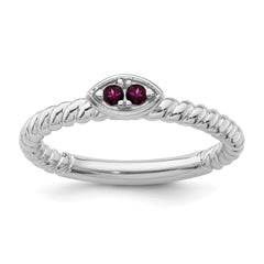 14k White Gold Stackable Expressions Rhodolite Garnet Twisted Ring - Sophia Jewelers