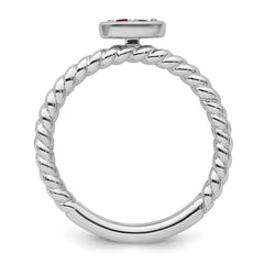 14k White Gold Stackable Expressions Created Ruby Twisted Ring - Sophia Jewelers