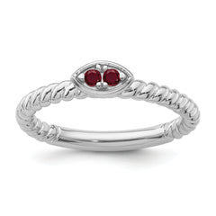 14k White Gold Stackable Expressions Created Ruby Twisted Ring - Sophia Jewelers