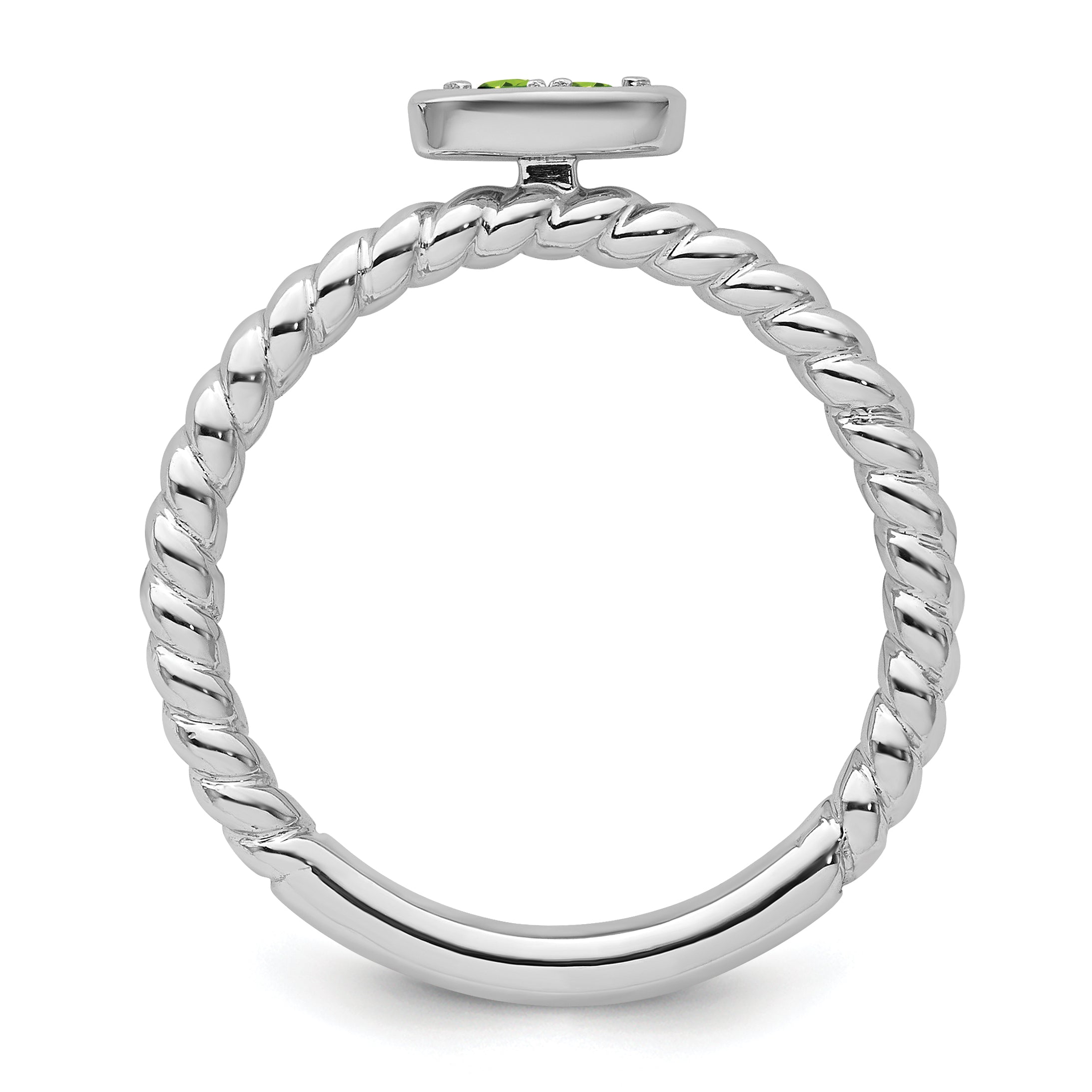 14k White Gold Stackable Expressions Peridot Twisted Ring - Sophia Jewelers