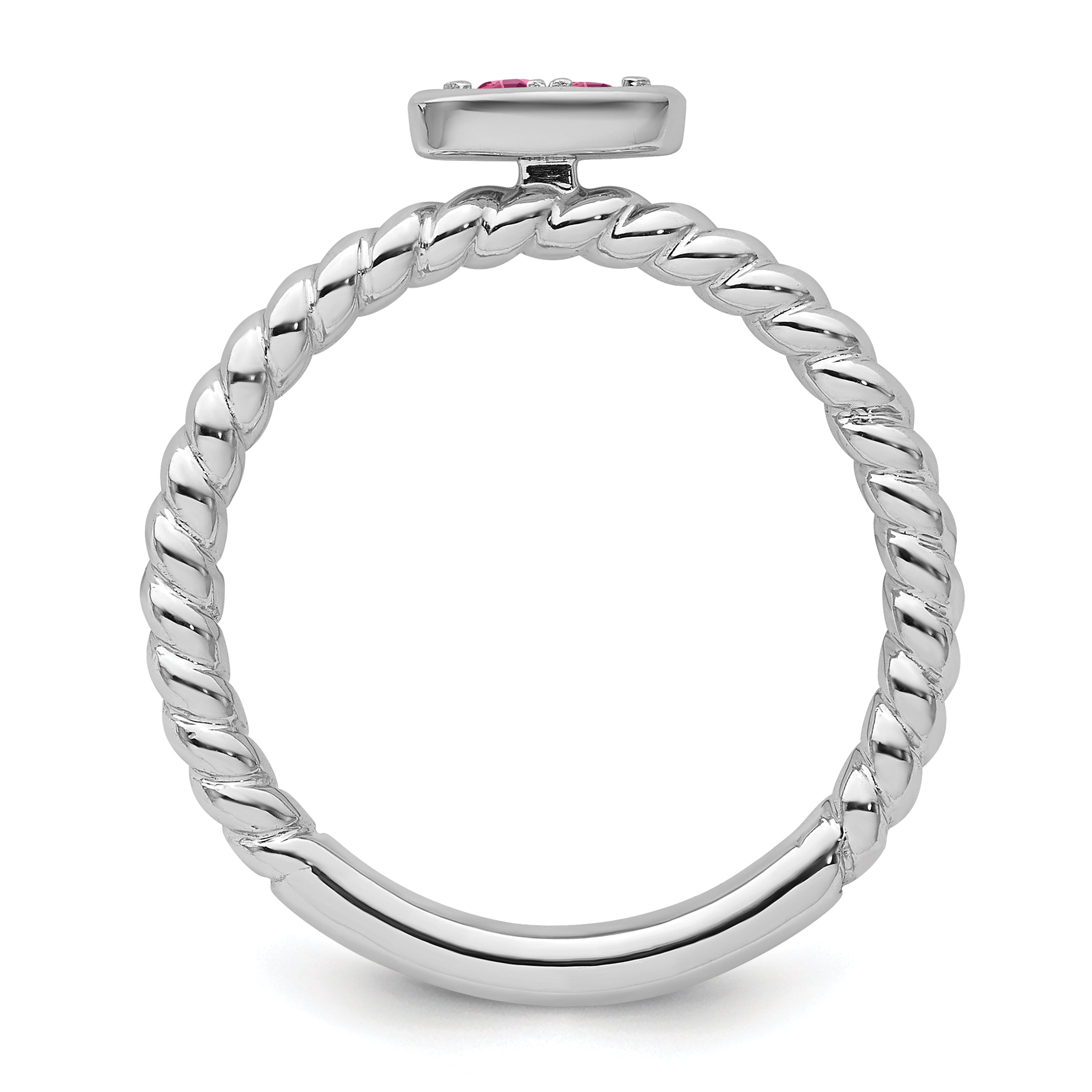 14k White Gold Stackable Expressions Pink Tourmaline Twisted Ring - Sophia Jewelers