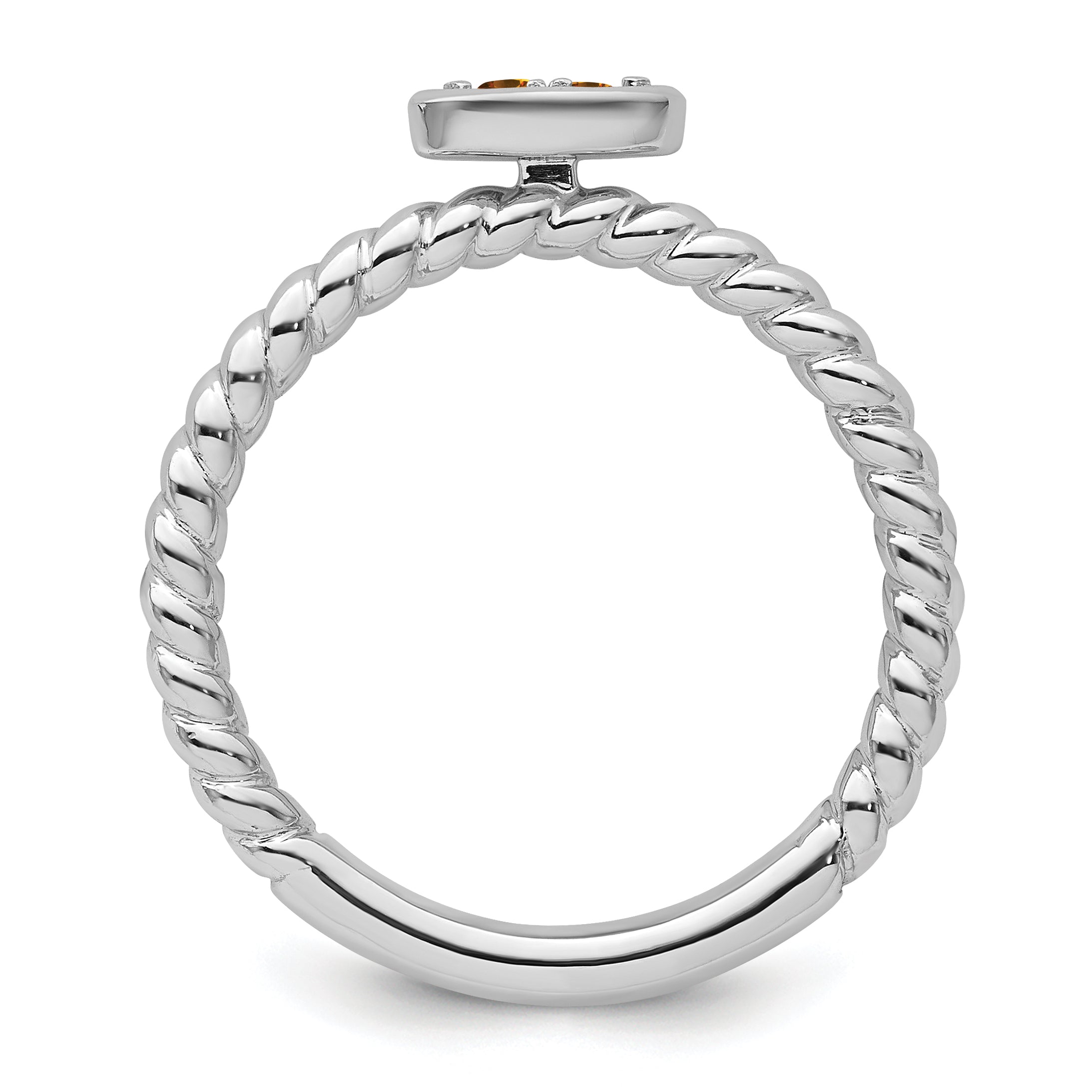 14k White Gold Stackable Expressions Citrine Twisted Ring - Sophia Jewelers